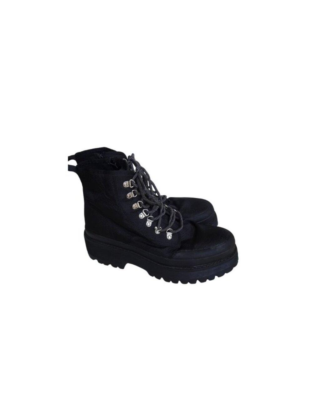 Black Lace Up Platform Ankle Boots - Picture 5 of 8